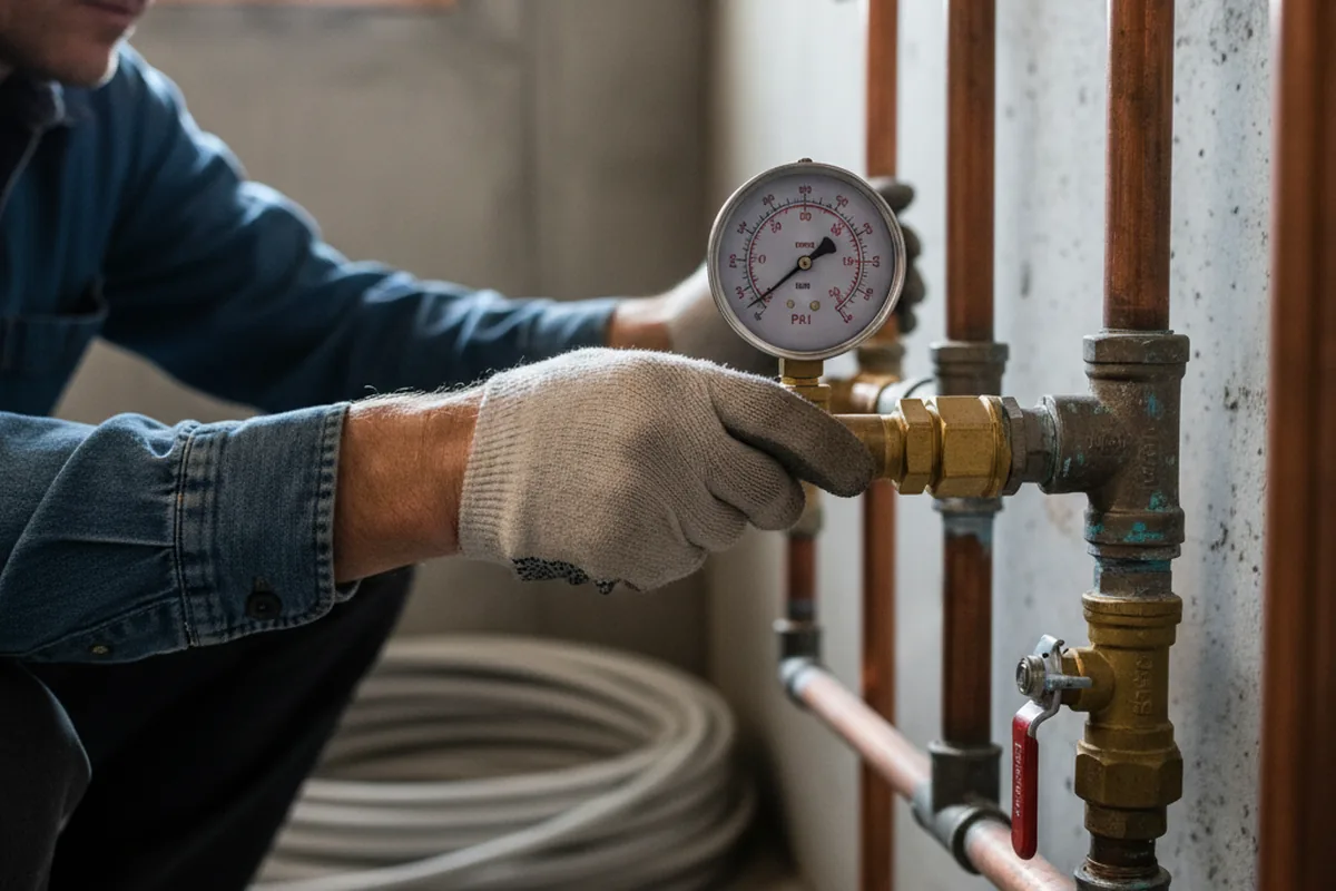 Pressure testing a repaired line during Water Line Repair in Eddyville